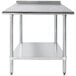 A stainless steel Advance Tabco work table with undershelf.