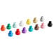 A Dema metering tip kit with red, blue, green, purple, and brown plastic tips with holes.