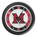 A Holland Bar Stool Miami University LED wall clock with the letter M on the face.