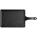 An Acopa black rectangular faux slate melamine serving board with a handle.