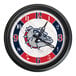A round wall clock featuring the Gonzaga Bulldogs logo with red, white, and blue accents and a black frame.