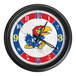A Holland Bar Stool University of Kansas LED wall clock with the Jayhawk logo.