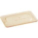 A Cambro amber plastic lid covering a clear plastic food pan.