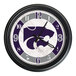 A round wall clock featuring the Kansas State University logo with a black frame and LED lighting.