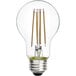 A TCP clear LED filament light bulb with a clear base.