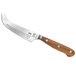 A Mercer Culinary Renaissance® hard cheese knife with an olive wood handle.