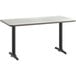A white rectangular Lancaster table top with a black border on a black base.
