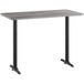 A rectangular Lancaster Table & Seating bar table with black legs and a gray top with a white border.