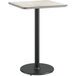 A Lancaster Table & Seating reversible gray and white laminated bar height table top with a black pole.