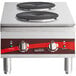 An Avantco French-style countertop electric range with four burners.