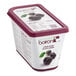 A container of Les Vergers Boiron Black Cherry 100% Fruit Puree with a label.