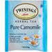 A blue and white box of Twinings Pure Chamomile Herbal Tea Bags.