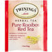 A red and white box of Twinings Pure Rooibos Herbal Tea Bags.