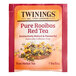 A red and orange box of Twinings Pure Rooibos Herbal Tea Bags.