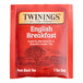 A red box of Twinings English Breakfast tea bags.