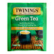 A green and white box of Twinings Green Decaffeinated Tea Bags.