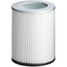 A white and black Lavex HEPA filter for a vacuum cleaner.