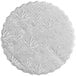 A white round Enjay cake circle with a pattern of leaves.