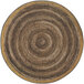 A Joy Carpets Feeling Natural walnut round area rug with a circular pattern in brown and black.