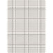 A white area rug with a grey checkered plaid pattern.