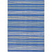 A pastel blue and yellow striped rectangle area rug with blue and yellow stripes.