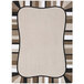 A Joy Carpets neutral rectangle area rug with a black border and beige stripes.