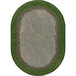 A white oval area rug with a green border and grass design.