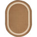 A mocha oval Joy Carpets area rug with a white border.