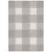 A grey and white plaid Joy Carpets area rug with a white border.