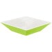 A green and white square GET Keywest melamine bowl.