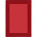 A red rectangular rug with a white border.