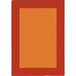 An orange rectangle rug with a red border and a rectangle in the middle.