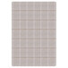 An ivory rectangular area rug with squares on it.