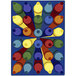 A Joy Carpets multi-colored area rug with many colors including crayons.