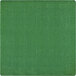A grass green square area rug with a white border.