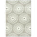 A Joy Carpets linen rectangular area rug with a white background and a circular grey and white pattern.