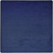 A dark blue square area rug with a midnight sky pattern.