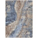 A close up of a blue and beige Joy Carpets Solitude area rug with a pattern.