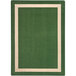 A green and white rectangular rug with a border.