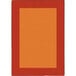An orange rectangle area rug with a red border and a rectangle in the middle.