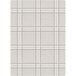 A white and grey plaid rectangle area rug.