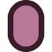 A purple oval area rug with a black border.
