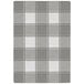 A grey and white plaid Joy Carpets Impressions area rug with a white border.