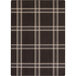 An espresso rectangle area rug with a white border and black and white checkered pattern.