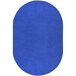 A royal blue oval area rug.