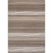 A close-up of a Joy Carpets area rug with white and brown stripes.