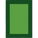 A green rectangular rug with a black border.