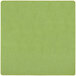 A lime green square area rug with a white border.