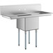 A Regency stainless steel 1 compartment sink with 2 drainboards and galvanized steel legs.