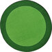 A green circle rug with a black border.